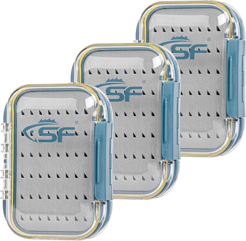 sf. Small Waterproof Fly Box Double Sided Floating Fly Fishing Case Storage For Nymph Wet Dry Fly Flies Easy Grip Foam 3packs - Image 1